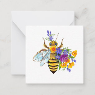 Flower bee with wild plants card