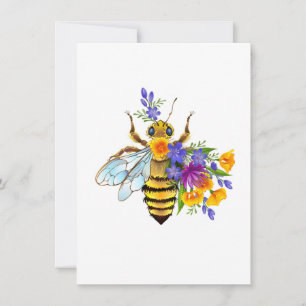Flower bee with wild plants card