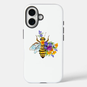 Flower bee with wild plants iPhone 16 case