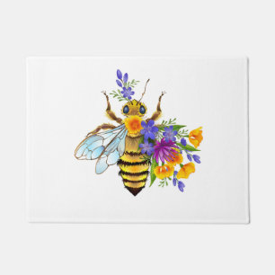 Flower bee with wild plants doormat