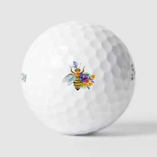Flower bee with wild plants golf balls