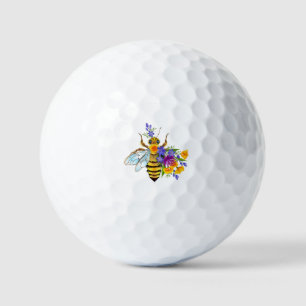 Flower bee with wild plants golf balls