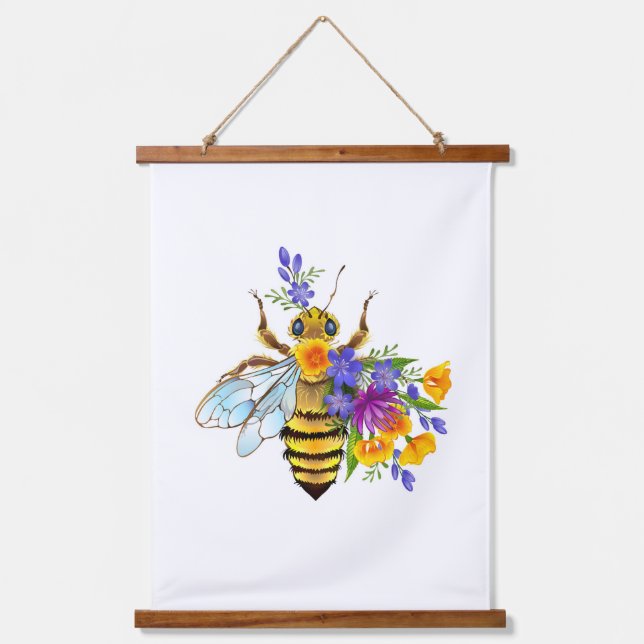 Flower bee with wild plants hanging tapestry (Front)