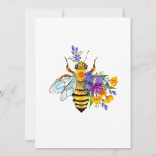 Flower bee with wild plants holiday card