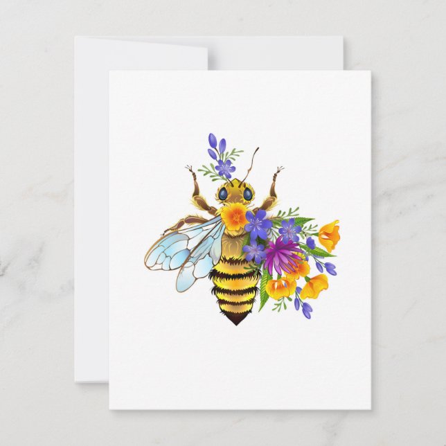 Flower bee with wild plants holiday card (Front)