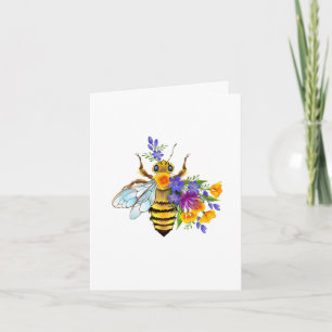 Flower bee with wild plants holiday card