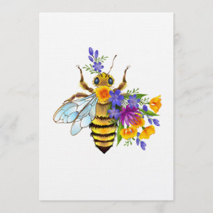Flower bee with wild plants invitation