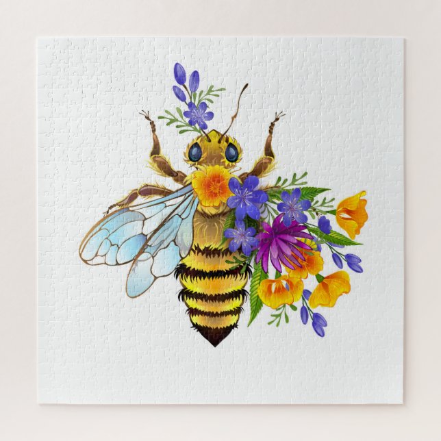 Flower bee with wild plants jigsaw puzzle (Vertical)