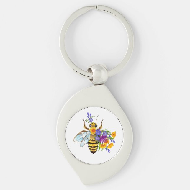 Flower bee with wild plants key ring (Front)