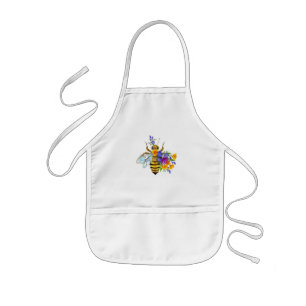 Flower bee with wild plants kids apron