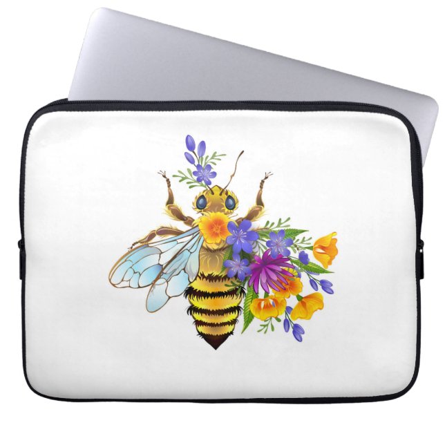 Flower bee with wild plants laptop sleeve (Front)