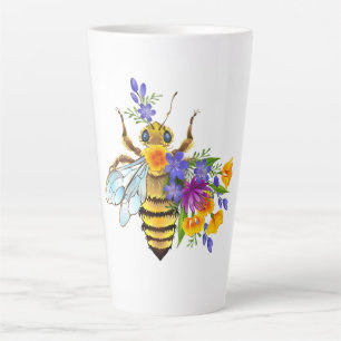 Flower bee with wild plants latte mug