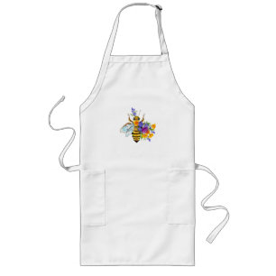 Flower bee with wild plants long apron