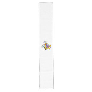 Flower bee with wild plants long table runner