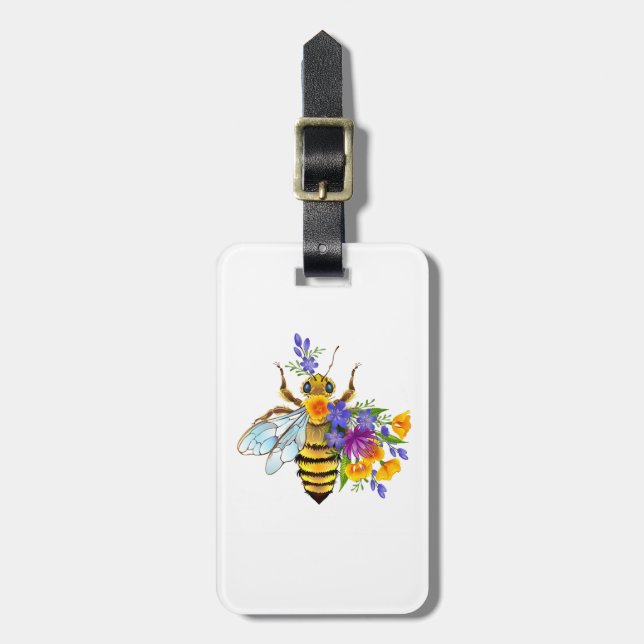 Flower bee with wild plants luggage tag (Front Vertical)