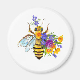 Flower bee with wild plants magnet