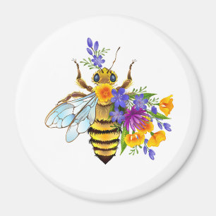 Flower bee with wild plants magnet