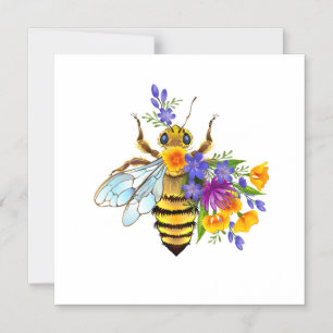 Flower bee with wild plants magnetic invitation