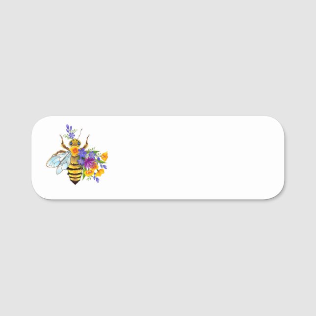 Flower bee with wild plants name tag (Front)