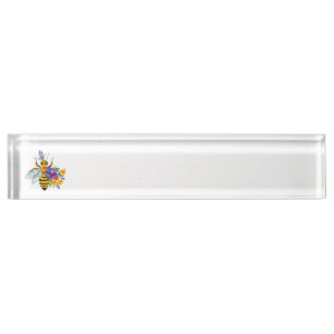 Flower bee with wild plants nameplate