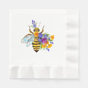 Flower bee with wild plants napkin