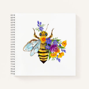 Flower bee with wild plants notebook