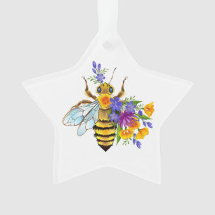 Flower bee with wild plants ornament