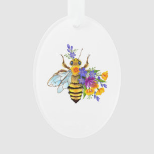 Flower bee with wild plants ornament