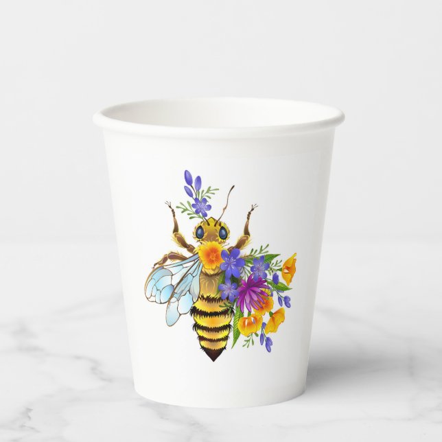 Flower bee with wild plants paper cups (Front)