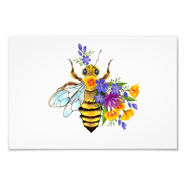 Flower bee with wild plants photo print (Front)
