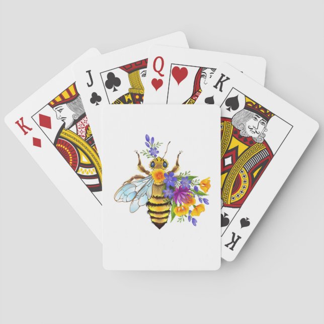 Flower bee with wild plants playing cards (Back)