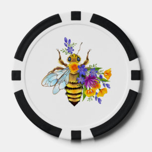 Flower bee with wild plants poker chips