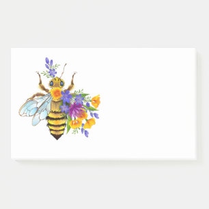 Flower bee with wild plants post-it notes