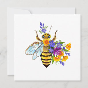 Flower bee with wild plants save the date