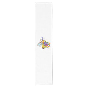 Flower bee with wild plants short table runner