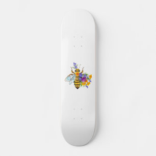 Flower bee with wild plants skateboard
