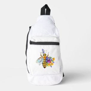 Flower bee with wild plants sling bag