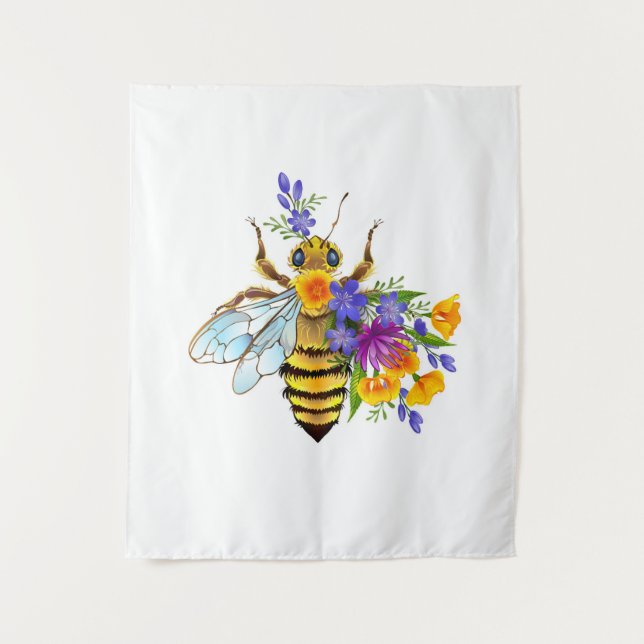 Flower bee with wild plants tapestry (Front)