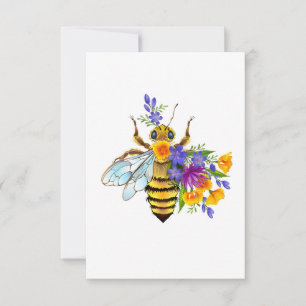 Flower bee with wild plants thank you card