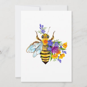 Flower bee with wild plants thank you card