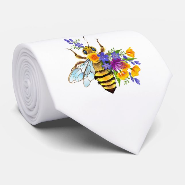 Flower bee with wild plants tie (Rolled)
