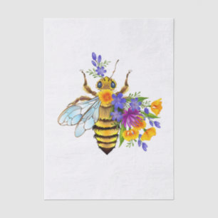 Flower bee with wild plants tissue paper