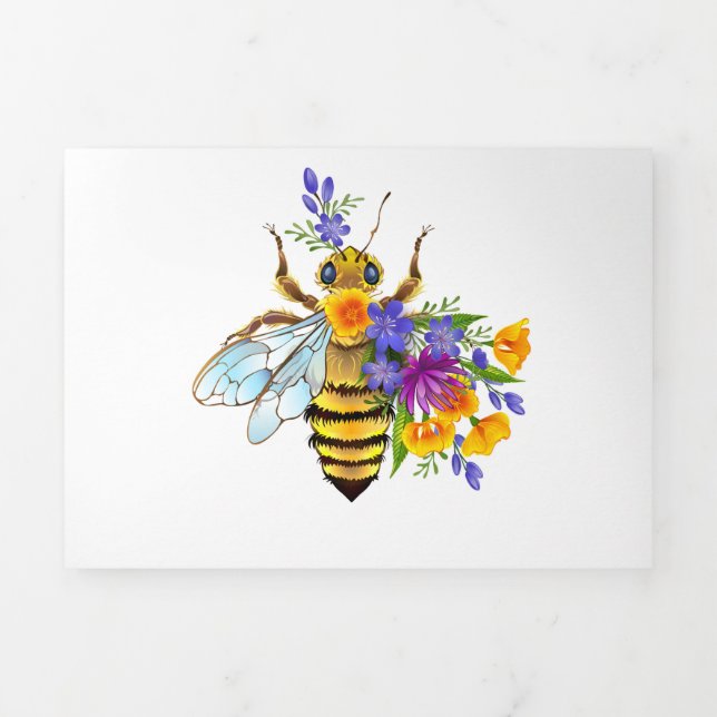 Flower bee with wild plants Tri-Fold invitation (Cover)