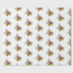 Flower bee with wild plants wrapping paper