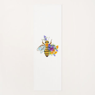 Flower bee with wild plants yoga mat