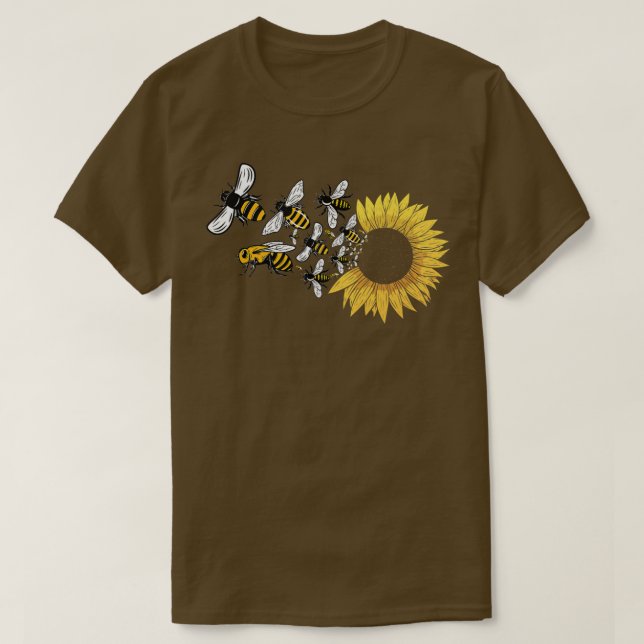 Flower Bees Sunflower Premium T-Shirt (Design Front)