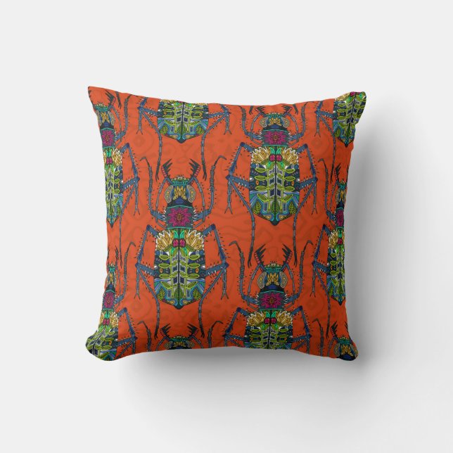 flower beetle orange cushion (Front)
