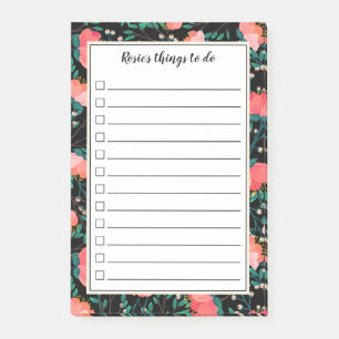 Flower & Berries Pattern - Checkbox To Do list Post-it Notes