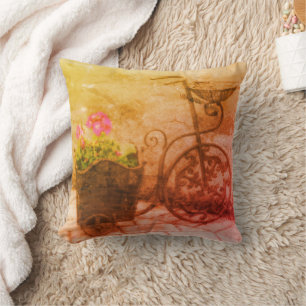 Flower Bicycle Abstract Grunge Cushion