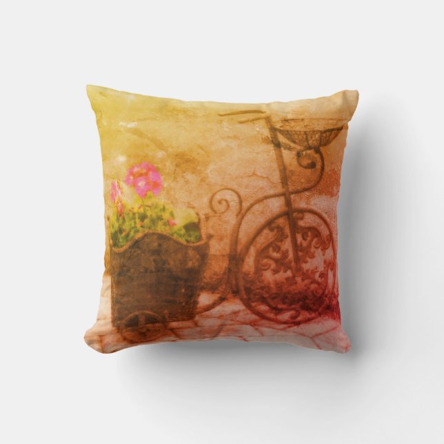 Flower Bicycle Abstract Grunge  Cushion (Front)